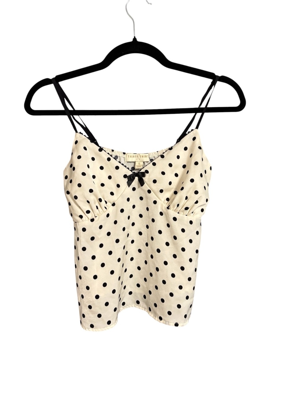 Thirty Thirty LA Polka Dot Camisole Top - Ivory/Black Y2K Coquette Size Small